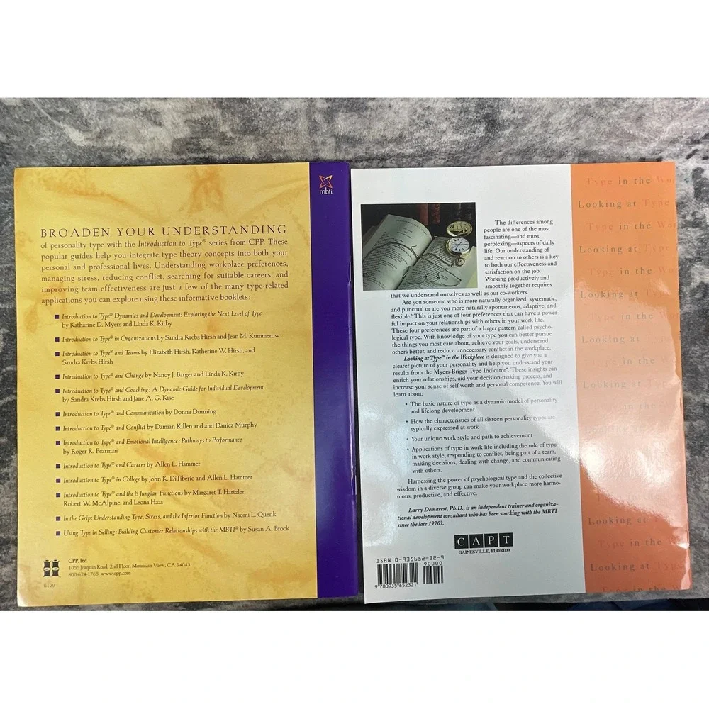 MBTI Personality Type 2 Book Lot Introduction to Type & Workplace Demarest